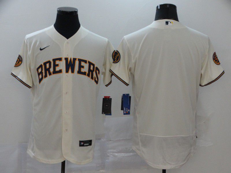 Men Milwaukee Brewers Blank Cream Nike Elite MLB Jerseys->cincinnati reds->MLB Jersey
